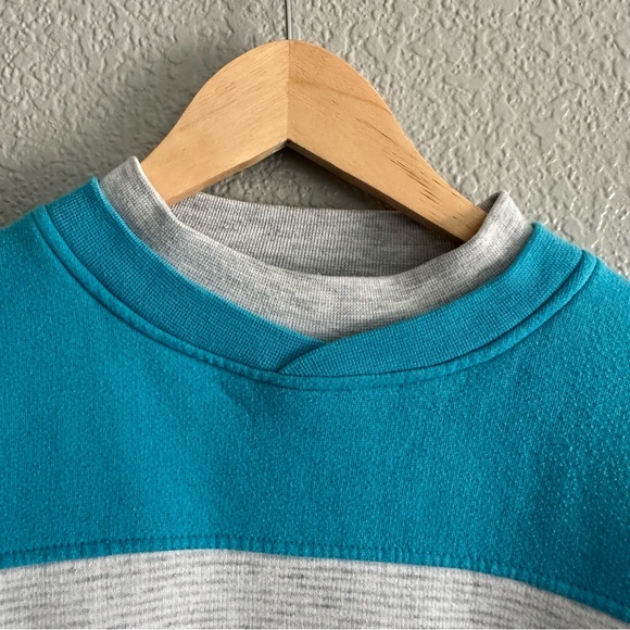 Vintage Caesars Sweatshirt Color Block Long Sleeve Blue Striped Grey Large - Picture 5 of 8